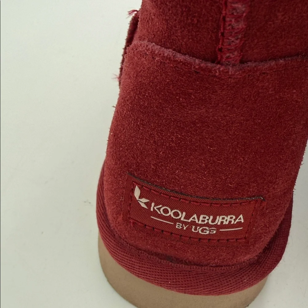 Koolaburra Ugg Women Burgundy Suede Winter Boots 8 slip on faux fur lined comfy
